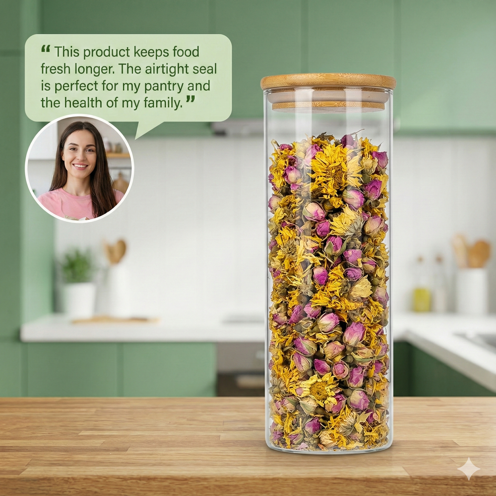 vios Airtight Borosilicate Glass Storage Jar | Preserves Food Quality