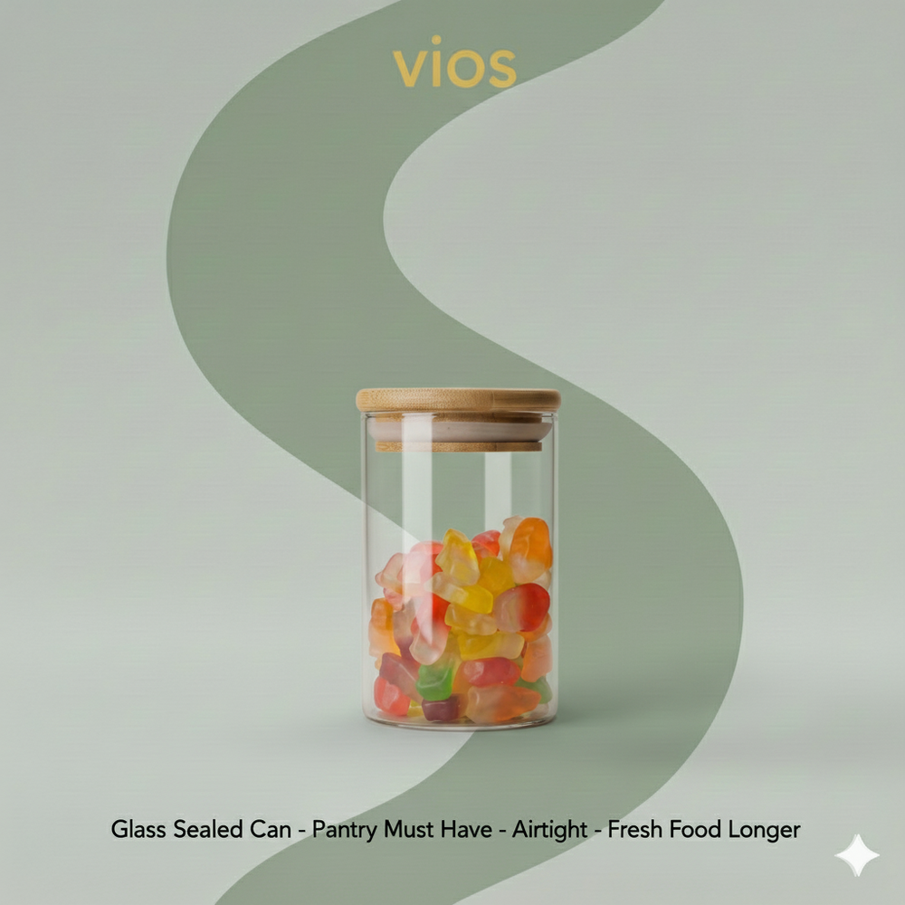 vios Airtight Borosilicate Glass Storage Jar | Preserves Food Quality