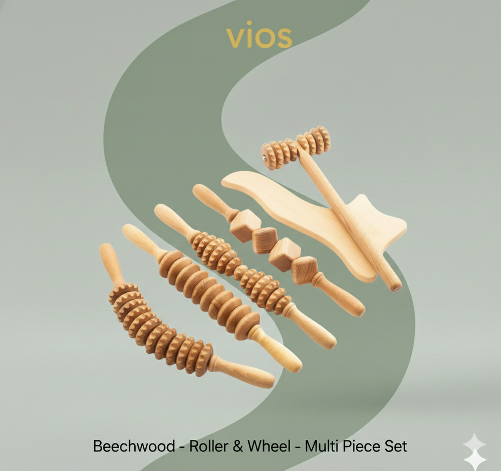 vios Wooden Massage Roller Set | Reduce Cellulite Tone