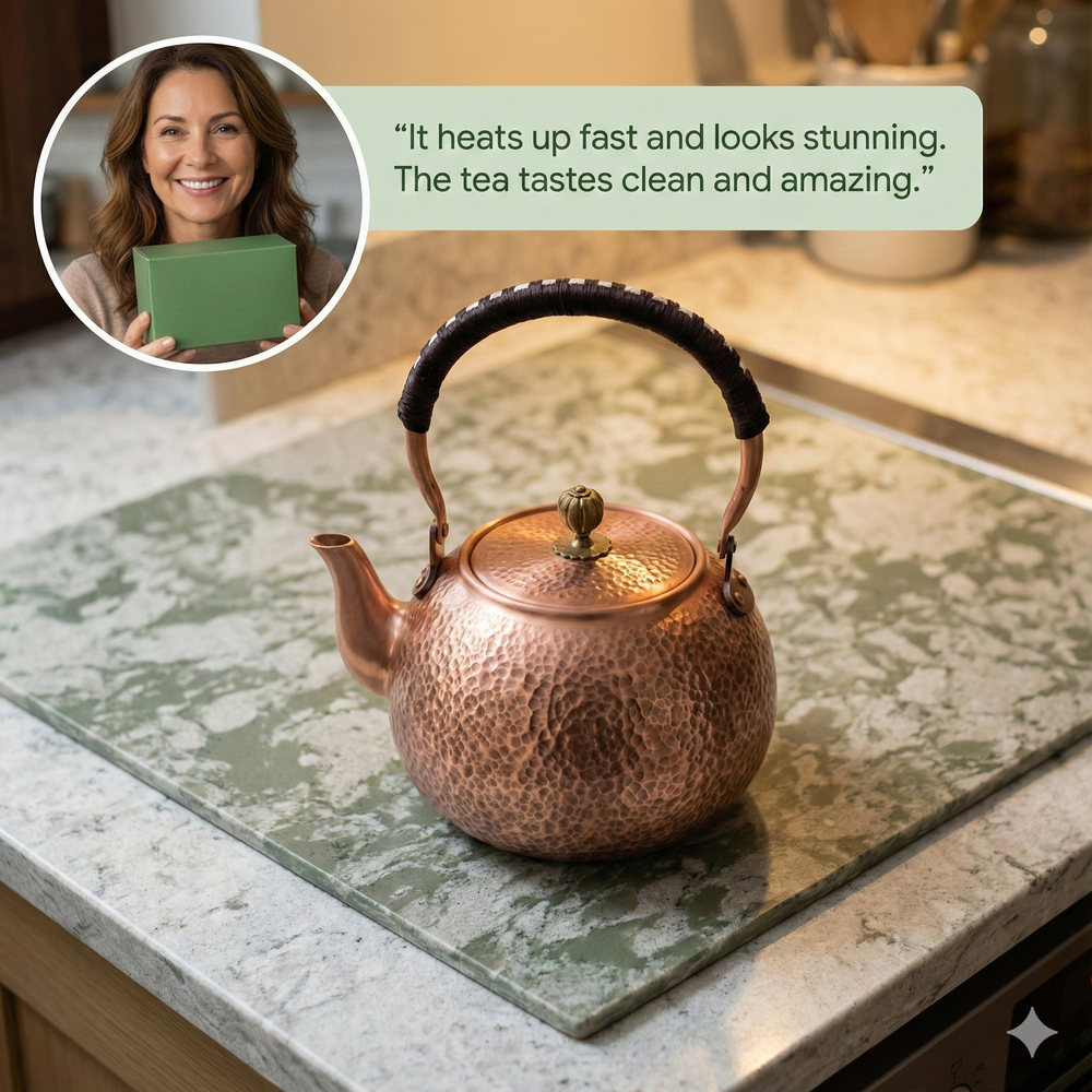 vios Hammered Copper Tea Kettle Stovetop | Pure Copper Health