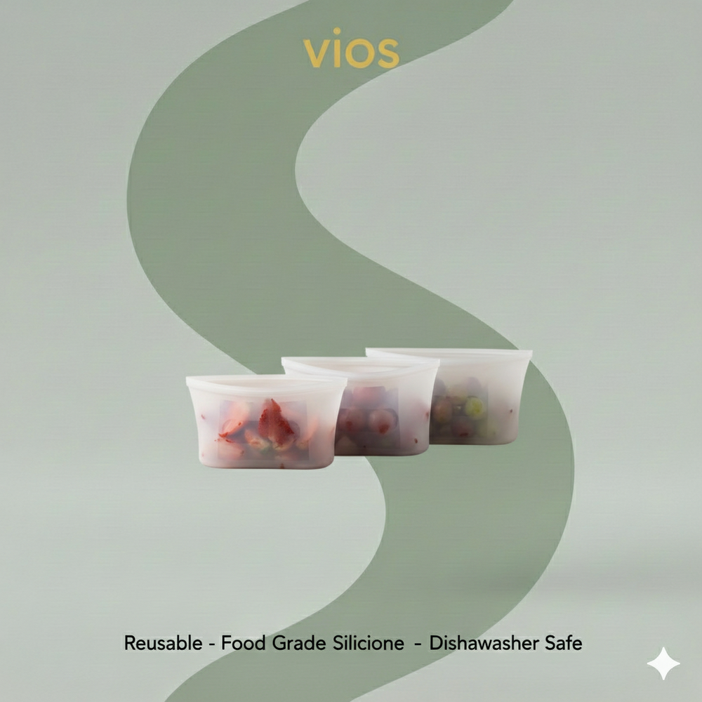 vios 3pc Reusable Silicone Food Storage Bags | Eco-Safe Freshness