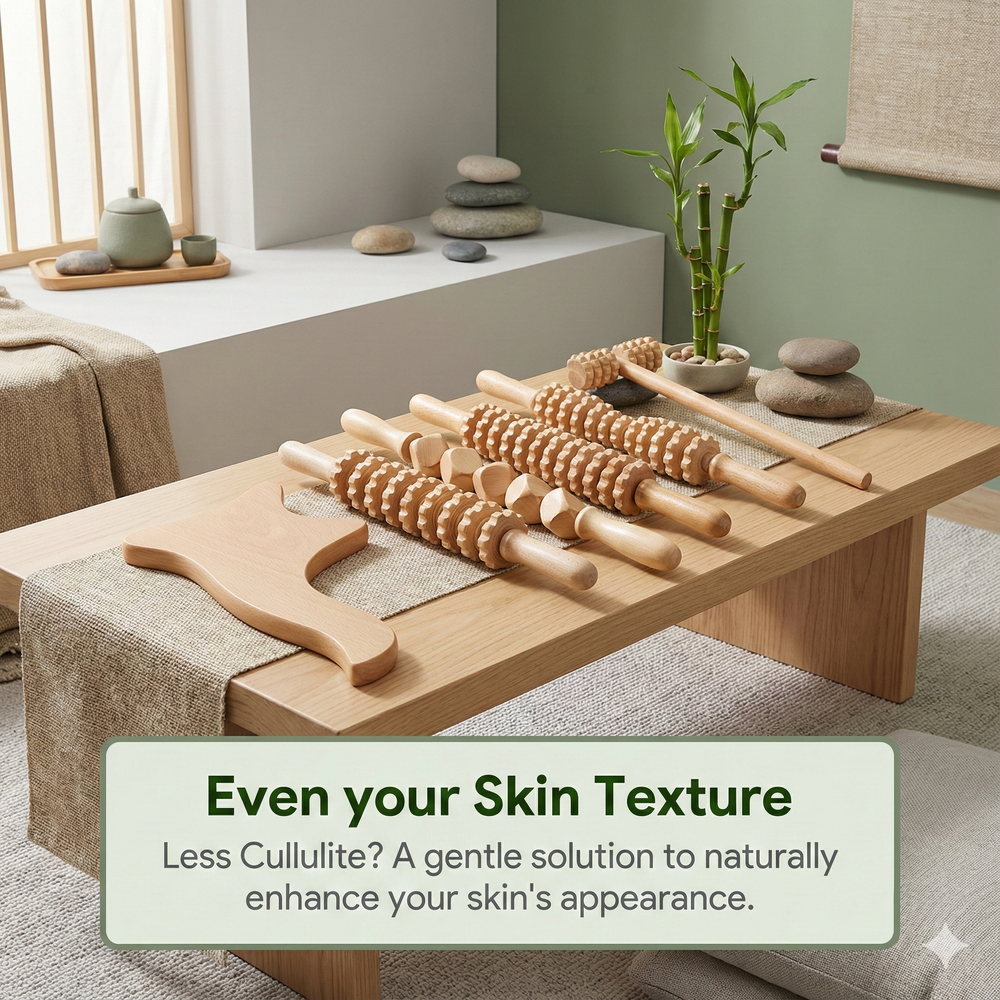 vios Wooden Massage Roller Set | Reduce Cellulite Tone
