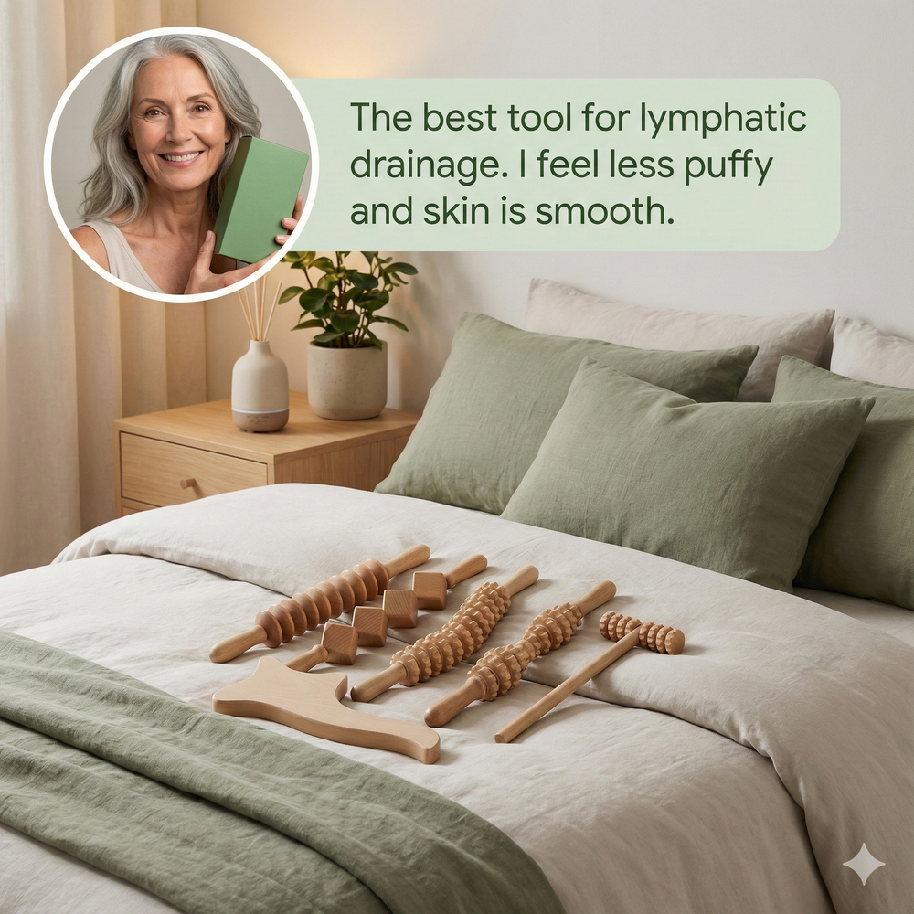 vios Wooden Massage Roller Set | Reduce Cellulite Tone