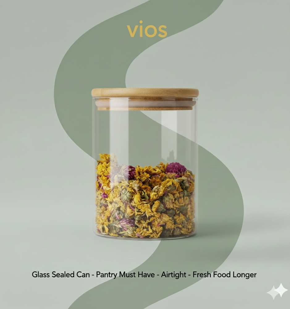 vios Airtight Borosilicate Glass Storage Jar | Preserves Food Quality