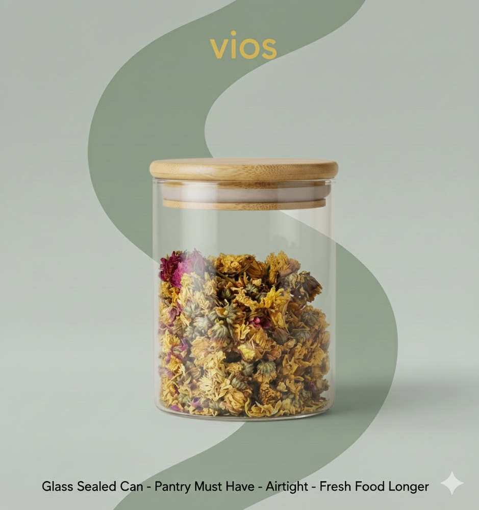 vios Airtight Borosilicate Glass Storage Jar | Preserves Food Quality