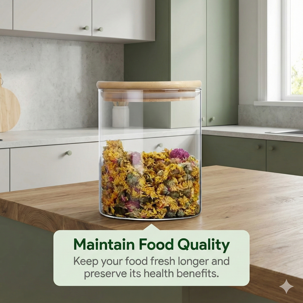 vios Airtight Borosilicate Glass Storage Jar | Preserves Food Quality