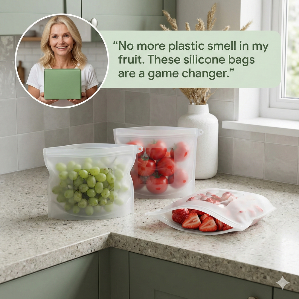 vios 3pc Reusable Silicone Food Storage Bags | Eco-Safe Freshness