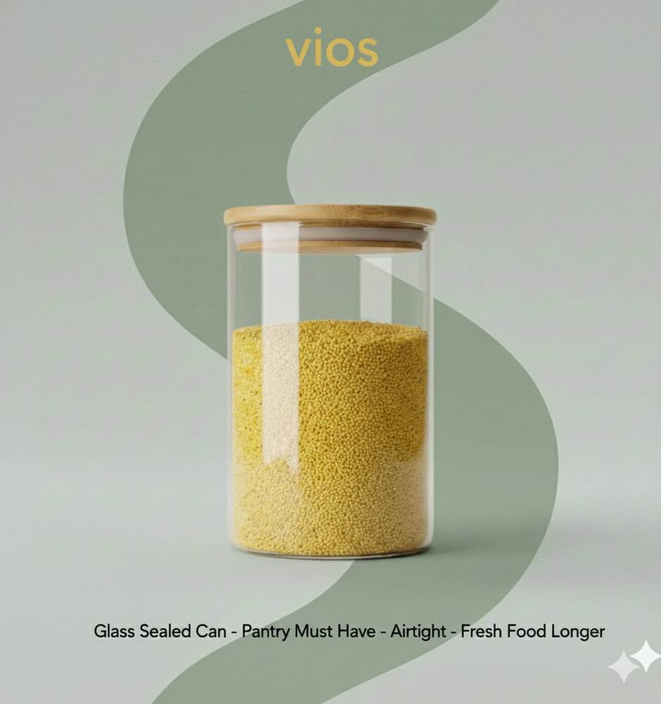 vios Airtight Borosilicate Glass Storage Jar | Preserves Food Quality