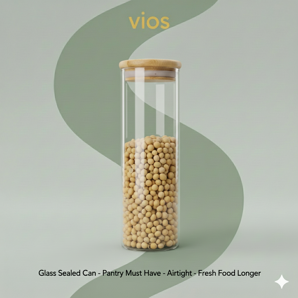 vios Airtight Borosilicate Glass Storage Jar | Preserves Food Quality