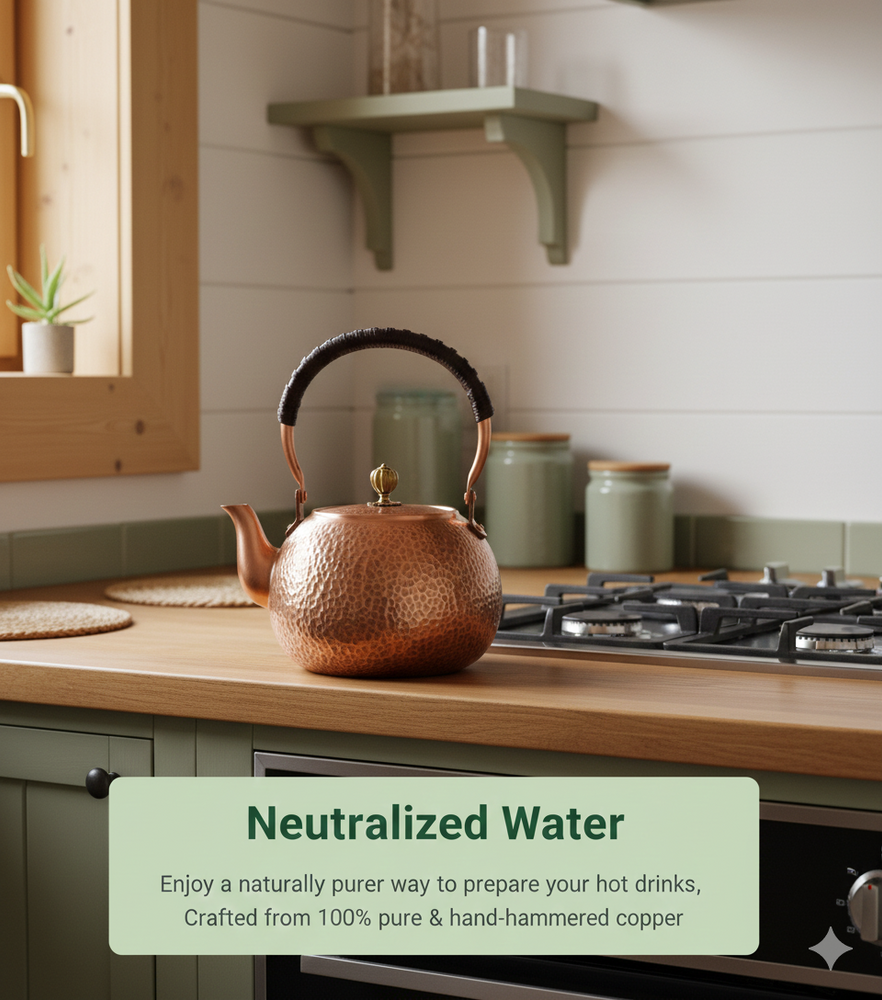 vios Hammered Copper Tea Kettle Stovetop | Pure Copper Health