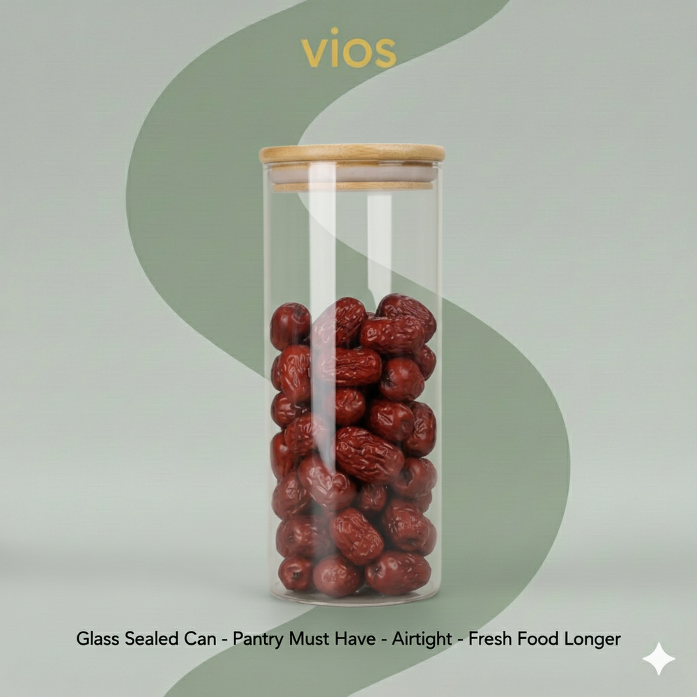 vios Airtight Borosilicate Glass Storage Jar | Preserves Food Quality