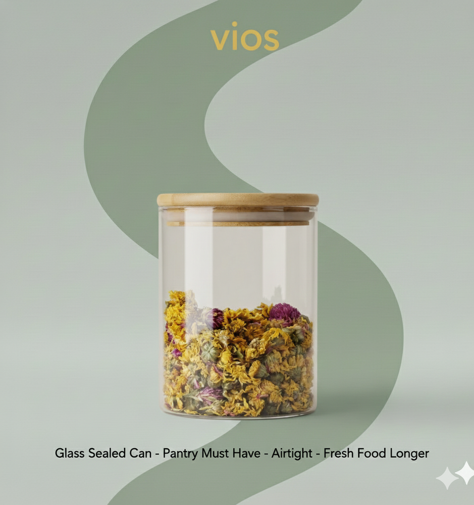 vios Airtight Borosilicate Glass Storage Jar | Preserves Food Quality
