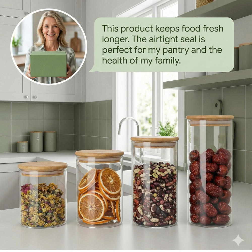 vios Airtight Borosilicate Glass Storage Jar | Preserves Food Quality