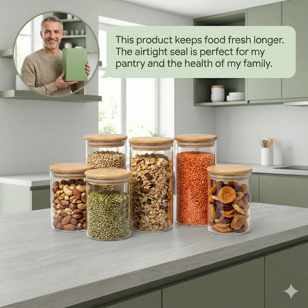 vios Airtight Borosilicate Glass Storage Jar | Preserves Food Quality