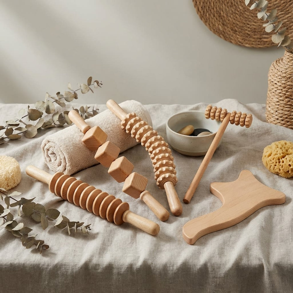 vios Wooden Massage Roller Set | Reduce Cellulite Tone