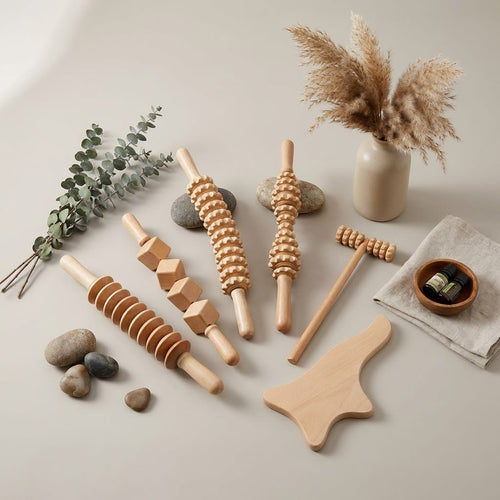 vios Wooden Massage Roller Set | Reduce Cellulite Tone