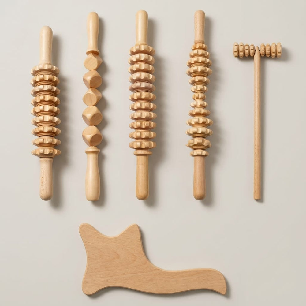 vios Wooden Massage Roller Set | Reduce Cellulite Tone