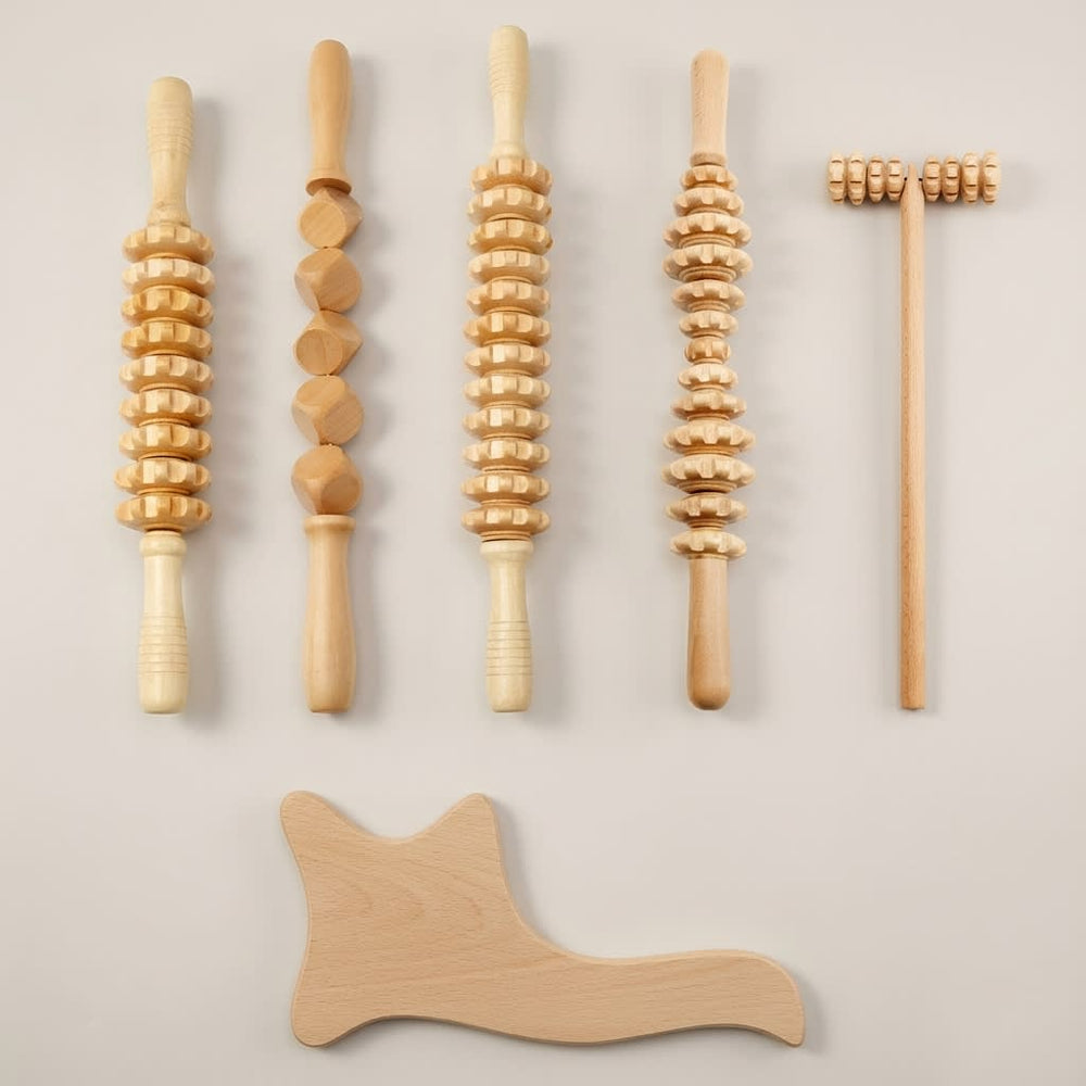 vios Wooden Massage Roller Set | Reduce Cellulite Tone